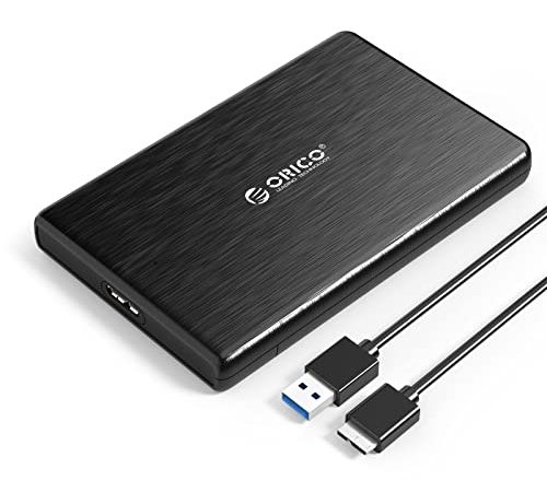 ORICO Boîtier Externe USB 3.0 Boitier Disque Dur 2,5" 7 mm et 9,5 mm HDD/SSD SATA III 6Gb/s UASP, sans Outil - Noir