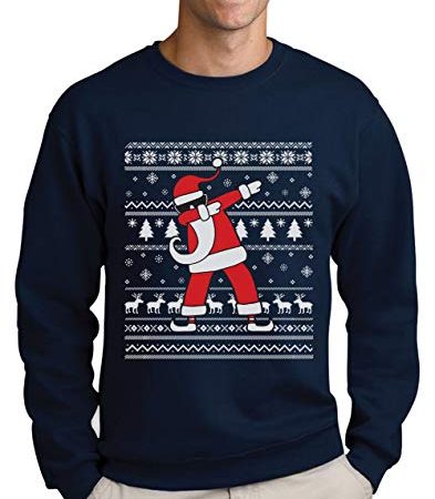 Pull de Noel Homme Dab Pere Noel Hip-Hop Cool Sweatshirt Homme Large Marine