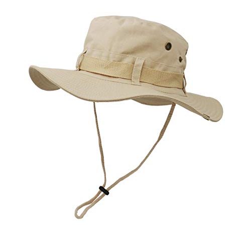 UltraKey Chapeau de Soleil à Large Bord Extérieur, Couche Double Style d’armée de Combat Classique Jungle Chapeau de Soleil pour Pêche, Chasse, Camping Kaki