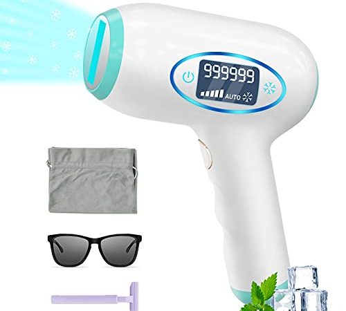 VANBAR Épilateur à Lumière Pulsée, 999999 Flashs IPL Épilation Définitive Indolore avec Compresse de Glace, 2 Modes 5 Niveaux D'énergie Épilateur Permanente pour Homme/Femme/Visage/Corps