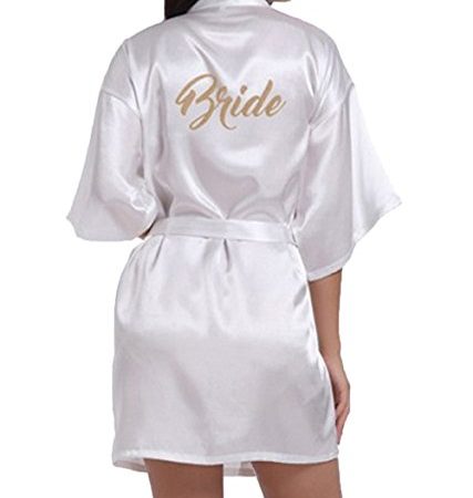 WPFING Blanc Chemise de nuit de mariage pour la mariée nuptiale Satin Bride chemise de nuit femmes Robes Color Blanc,Size Large