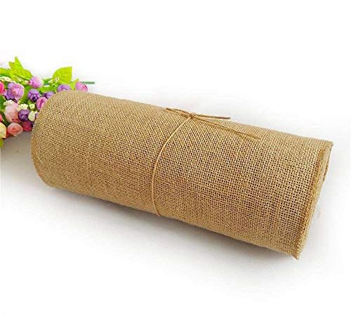 30CMx 10M Chemin de Table Toile de Jute Suture Complète du Bord, Très pour la Décoration de Table pour Mariage Baptême Fête