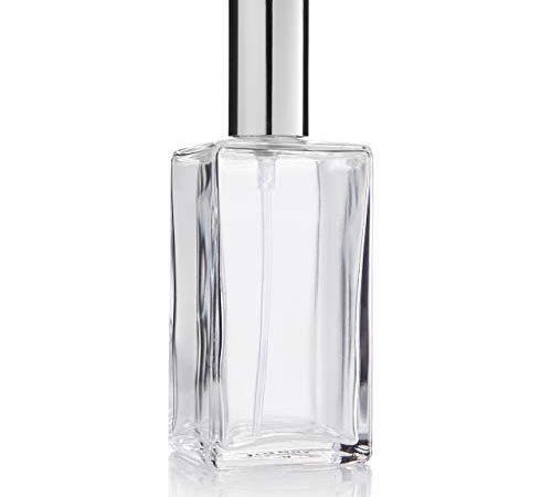 Fantasia 46192 Flacon de parfum carré avec pompe, Vaporisateur et bouchon Argenté 100 ml