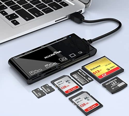 Lecteur de carte USB 3.0 7-en-1 SD/TF/CF/MS/XD/Micro SD - 5 Go/s - compatible avec Windows/Linux/Mac OS/Vista