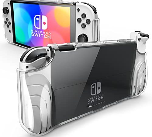 Mumba Coque pour Switch OLED 2021 [Série Thunderbolt] Protection Transparente avec Poignée Ergonomique en TPU Compatible avec Nouveau Switch OLED 7 Pouces Console et Joy-Con (Transparent)