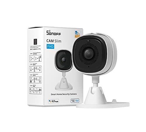 SONOFF Caméra Surveillance WiFi, Cam Slim 1080P Caméra Extérieure Étanche IP66, Vision Nocturne, Détection de Mouvement, Audio Bidirectionnel, pour Bébé/Agées, Compatible avec Alexa/Google Home