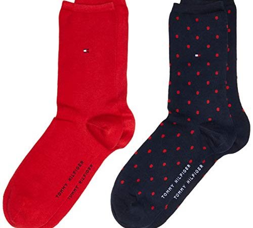 Tommy Hilfiger Dot Women's Socks (2 Pack) Chaussettes - Femme - Rouge/ Marine - 39-42