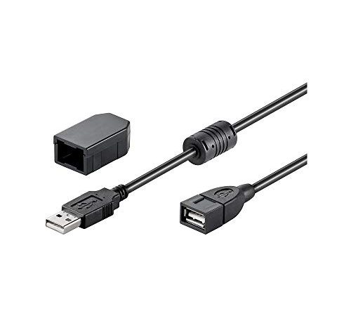 goobay Câble de Rallonge USB 2.0 Hi-Speed avec clip de Sécurité, Noir, 2m Longueur