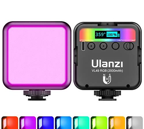 Lumiere Photo, ULANZI VL49 LED Photo RGB avec Batterie Intégrée Charge, RGB Full Color Mode, éclairage Lampe Vidéo Portable 2500K-9500K Couleur Température Réglable pour la Photographie