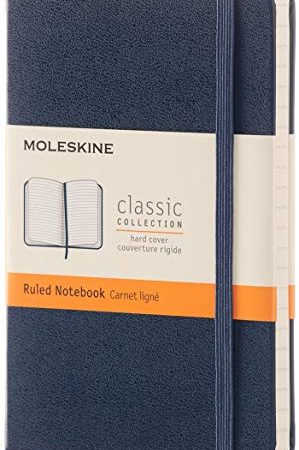 Moleskine - Carnet de Notes Classique Papier à Rayures - Journal Couverture Rigide et Fermeture par Elastique - Couleur Bleu Saphir - Taille Format de Poche 9 x 14 cm - 192 Pages