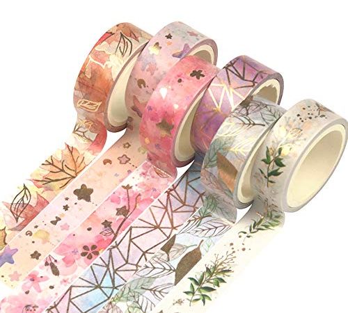 yubbaex Washi Tape, 6 Rouleaux Masking Tape Ruban adhesif decoratif pour Scrapbooking Artisanat de Bricolage