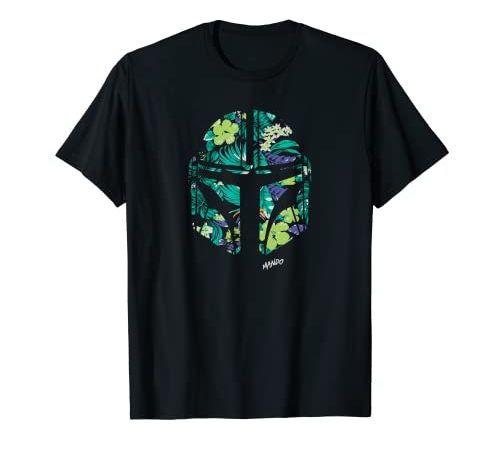 Star Wars The Mandalorian Mando Tropical Print Helmet T-Shirt