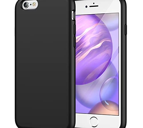 JETech Coque en Silicone pour iPhone 6s/6 4,7 Pouces, étui de Protection Complète du Corps au Toucher Soyeux, Housse Doublure Douce en Tissu Microfibre, Anti-Chocs (Noir)
