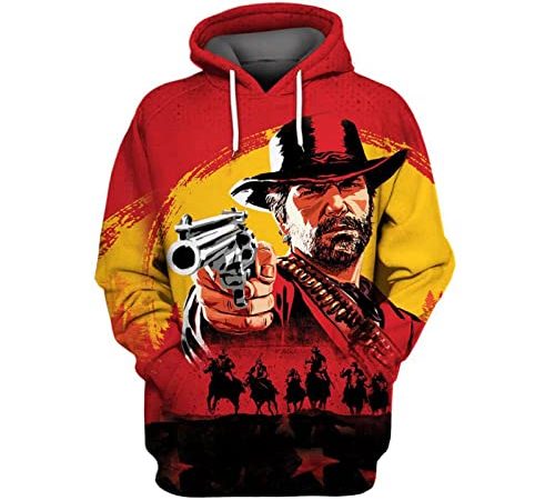 LWBLJX Sweats à Capuche Unisexes 3D Red Dead Redemption 2 Sweat-Shirt Graphique Imprimé Pull Athlétique Respirant à Manches Longues avec Poches(Size:L,Color:CX-002)