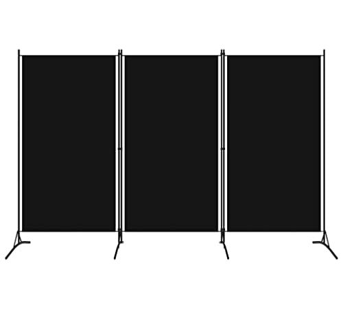 vidaXL Cloison de Séparation 3 Panneaux Séparateur de Pièce Diviseur Ecran d'Intimité Paravent Chambre à Coucher Maison Intérieur Noir 260x180 cm