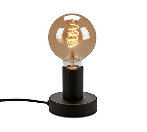 Briloner - Lampe de table -Lampe de chevet - Design et fonctionelle - 1 x E27 max. 10 W avec interrupteur à câble Noir 100 x 90 mm 7023-015