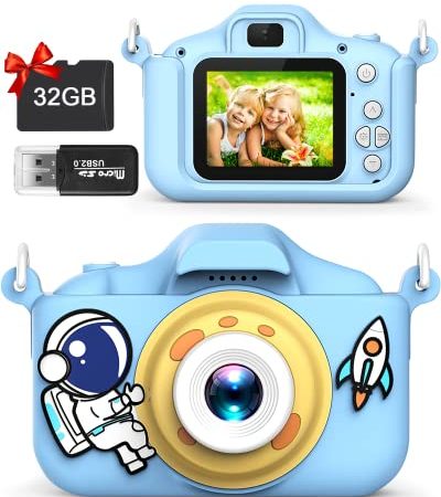 MIIEPLS Appareil Photo Enfants, Mini Caméra Enfant 2.0 Pouces Appareil Photo pour Enfants Numérique, HD 1080P Caméra Vidéo Selfie avec 32GB SD Carte (Bleu)