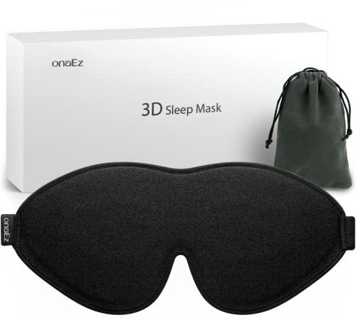 onaEz masque de sommeil, 2023 amélioré masque de nuit pour hommes et femmes, 3D conception de pont de nez haut, 100% occultant doux soie cache yeux pour dormir, avec pochette voyage