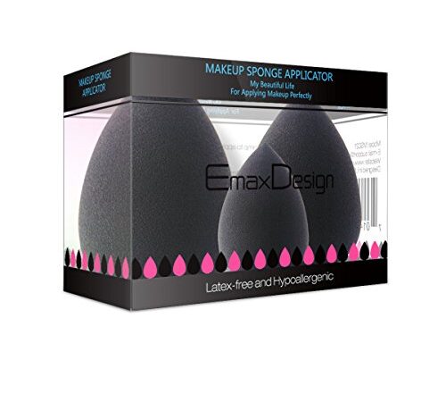 EmaxDesign 3 pièces Blender éponge de maquillage, fond de teint Blush Estompeur Correcteur Yeux Visage Poudre Crème Maquillage sponges. sans latex, hypoallergénique et sans odeur.