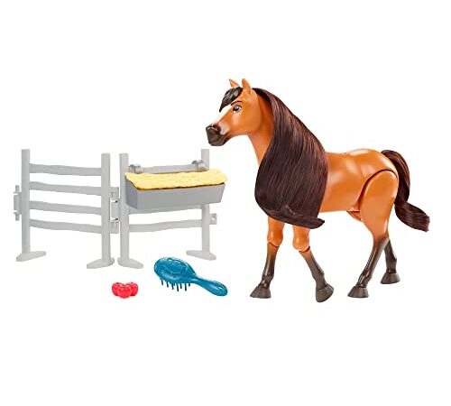 Spirit L'indomptable, figurine cheval Spirit Galopant articulé et sonore, accessoires fidèles au film inclus, jouet pour enfant, HBB22