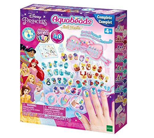 Aquabeads Nail Studio - Le coffret de manucure Princesses Disney, Plastique, Rectangulaire - Loisirs créatifs - 35006