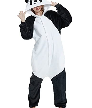 chuangminghangqi Pyjama Animal Costume Combinaison Outfit Adulte Unisexe Onesies Ensembles de Pyjama Vêtements de Nuit Sleepwear(Panda-1,XXL)