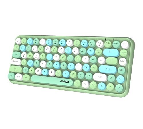 Clavier Bluetooth sans Fil, Joli Clavier Compact à 84 Touches, Technologie de Connexion Bluetooth sans Fil 2,4 GHz, Clavier ABS Rond Rond, Panneau Mat, Design Ergonomique, pour PC(Couleur mixte verte)