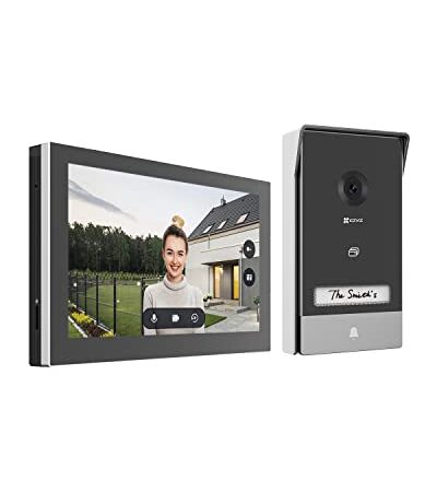 EZVIZ HP7 2K Visiophone Connecté Interphone Vidéo, 7 Pouces Moniteur Tactile, Unlock à Distance, 2 Fils, Detection Humaine, Option RFID, Audio Bidirectionnel, Vision Nocturne, étanche, WiFi bi-Bande