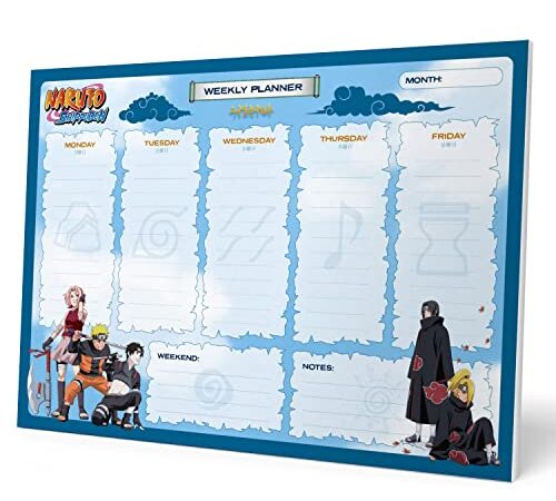 Grupo Erik - Bloc Notes A4 Naruto, Semainier | Sous-Main Bureau, Planner Hebdomadaire | Papeterie de Bureau Anime, To Do List, Blocs Mémo, Fournitures Scolaires