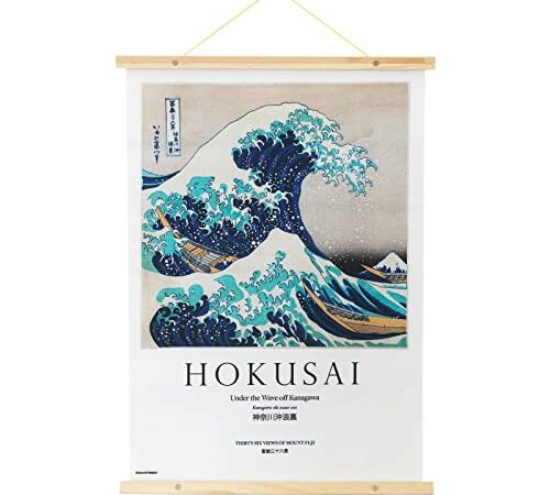 Kokonote - Wall Scroll, Décoration Murale en Tissu 50 x 70 cm - La Grande Vague de Kanagawa | Poster en Tissu The Great Wave Off Kanagawa, Poster Toile, Kakemono