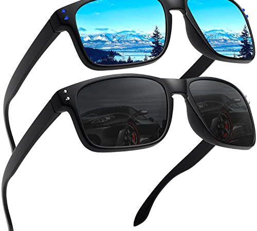 LEDING&BEST Lunettes de Soleil Polarisées pour Homme Femmes Classique ultraléger TR90 Montures lunettes/Pour les sports 100% anti UV400 protection Lunettes