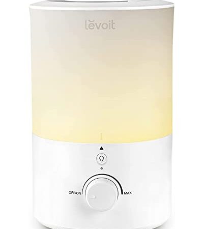 LEVOIT Humidificateur d'Air 3L Top-Fill, 25H d'Autonomie, <28dB Ultrasonique Silencieux, avec Veilleuse, Arrêt Automatique Pulvérisateur, Buse à 360°, Brume Froide, Sans BPA pour Chambre Dual 150