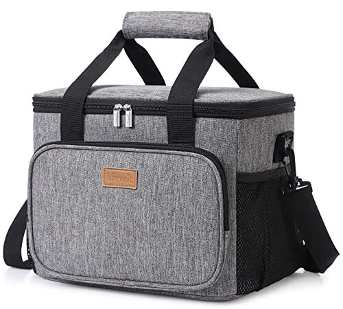 Lifewit 15L (24 Canette) Sac Isotherme Lunch, Cooler Bag Sac de Repas pour Déjeuner/Travail/Ecole/Plage/Pique-Nique (Gris)