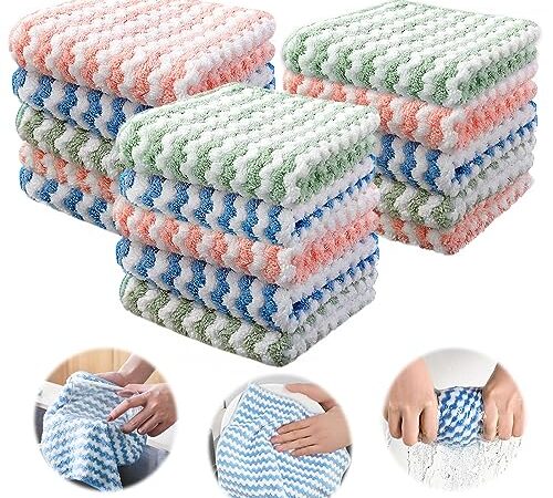 Lot de 15 Lavettes Microfibres, Chiffon de Nettoyage en Microfibre, Serviettes de Nettoyage Tout Usage, Serviette Réutilisable Ecologique pour La Hôtel, Bureau