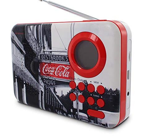 Metronic Coca-Cola 477510 Radio portable FM MP3 avec ports USB/micro SD et fonctions réveil/sleep/snooze, entrée audio