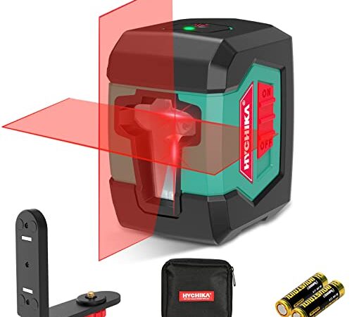 Niveau Laser, HYCHIKA 15M Autonivelant avec Deux Module Laser (Alternant Lignes Simples et Doubles), 360° Laser Rotatif avec Support, étui de Protection 2 Piles AA