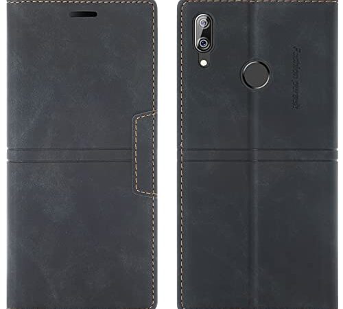 OKZone Coque Huawei Y6 2019/Honor 8A, Etui Huawei Y6 2019/Honor 8A [Magnétique] TPU Antichoc Housse Cuir Premium en Cuir PU [Fentes pour Cartes] [Etui à Rabat] [Pochette de Portefeuille] (Noir)