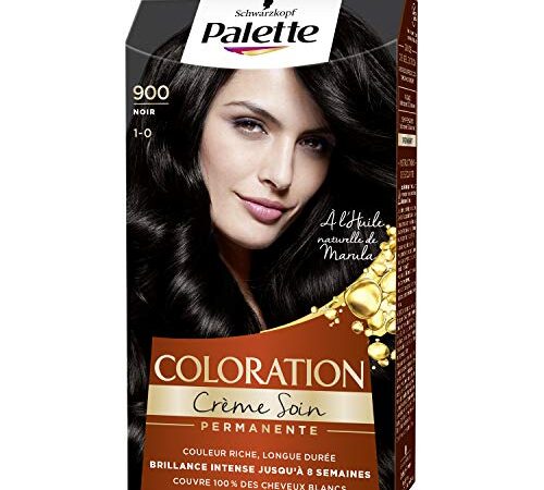 Schwarzkopf Palette Coloration Permanente Cheveux, Crème Soin, Couvre 100 pour cent des Cheveux Blancs, Tenue 8 semaines, Noir 900, 1 Unité