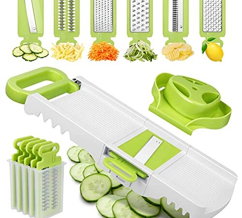 Sedhoom Direct Mandoline de Cuisine 6 en 1 Professionnelle Multifonction Mandoline Cuisine Pour De Fromage Fruits Légumes