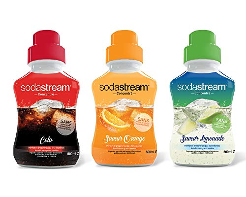 Sodastream Lot de 3 Concentrés Saveur Cola/Orange/Limonade – Sans Colorant ni Arôme Artificiels – 3 x 500 ml