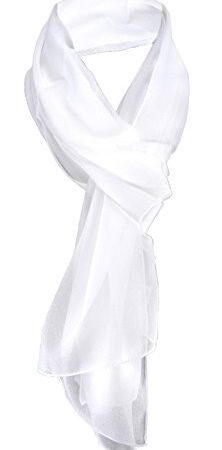 TigerTie dames Chiffon foulard blanc blanc unicolor taille 160 cm x 36 cm - écharpe