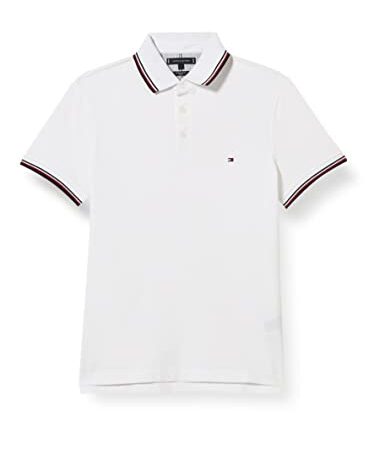 Tommy Hilfiger Polo Homme Manches Courtes 1985 RWB Tipped Slim Polo Slim, Blanc (White), XL