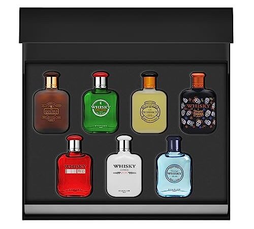 WHISKY Collection de Parfum • Coffret 7 Miniatures • Eau de Toilette • Parfums Homme • Pour lui • Cologne • EVAFLORPARIS