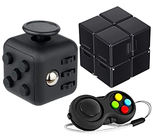 Yeefunjoy 3Pcs Fidget Toy Cube Anti Stress Jouet Cube de l'infini，Fidget Pad, Controller Réducteur de Stress pour réduire Le Stress en Cas de nervosité pour Tous Les Groupes d'âge