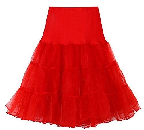 ZEELIY Jupon années 50 Vintage en Tulle Rockabilly Petticoat Femme Fille Mini Jupon Ballet Tutu en Tulle Rétro XC_Rouge M