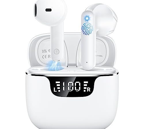 Ecouteurs Bluetooth sans Fil kauguo Ecouteurs Bluetooth 5.3 Écran LED HiFi Son Stéréo Réduction de Bruit ENC 4 Mic 42H Durée Lecture IPX6 Étanche Contrôle Tactile pour iOS Android