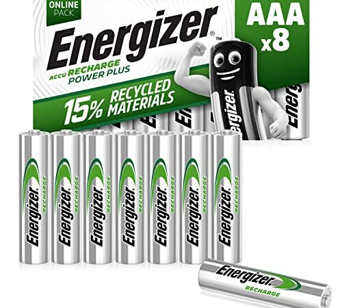 Energizer Piles Rechargeables AAA, Recharge Power Plus, Lot de 8