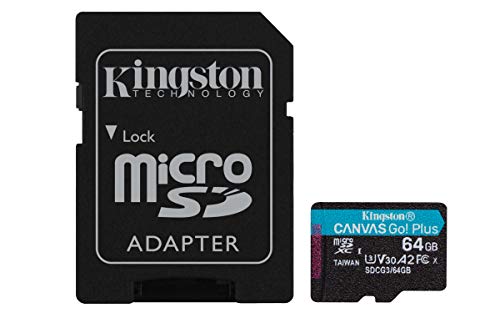 Kingston SDCG3/64GB Carte mémoire microSD ( 64GB microSDXC Canvas Go Plus 170R A2 U3 V30 Avec SD adaptateur )