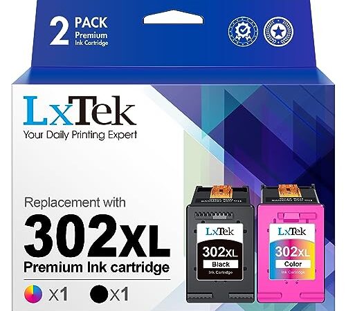 LxTek Remanufacturées Cartouches d'encre Remplacement pour HP 302 302XL pour DeskJet 3639 3630 3632 Envy 4520 4525 4527 OfficeJet 3831 3833 3830 (Noir Tri-Colore, 2-Pack)