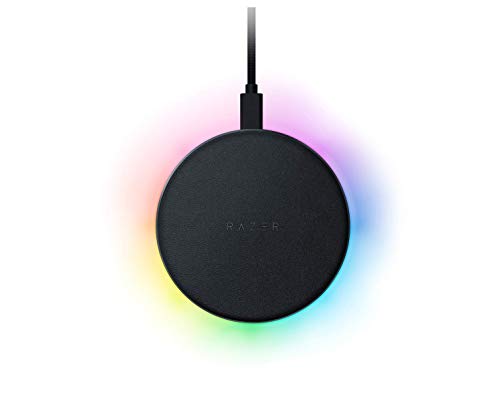 Razer Charging Pad Chroma - Quick Wireless Charger (10W, Socle de Charge sans Fil avec éclairage RVB, Support Qi, Surface caoutchoutée Douce au Toucher)